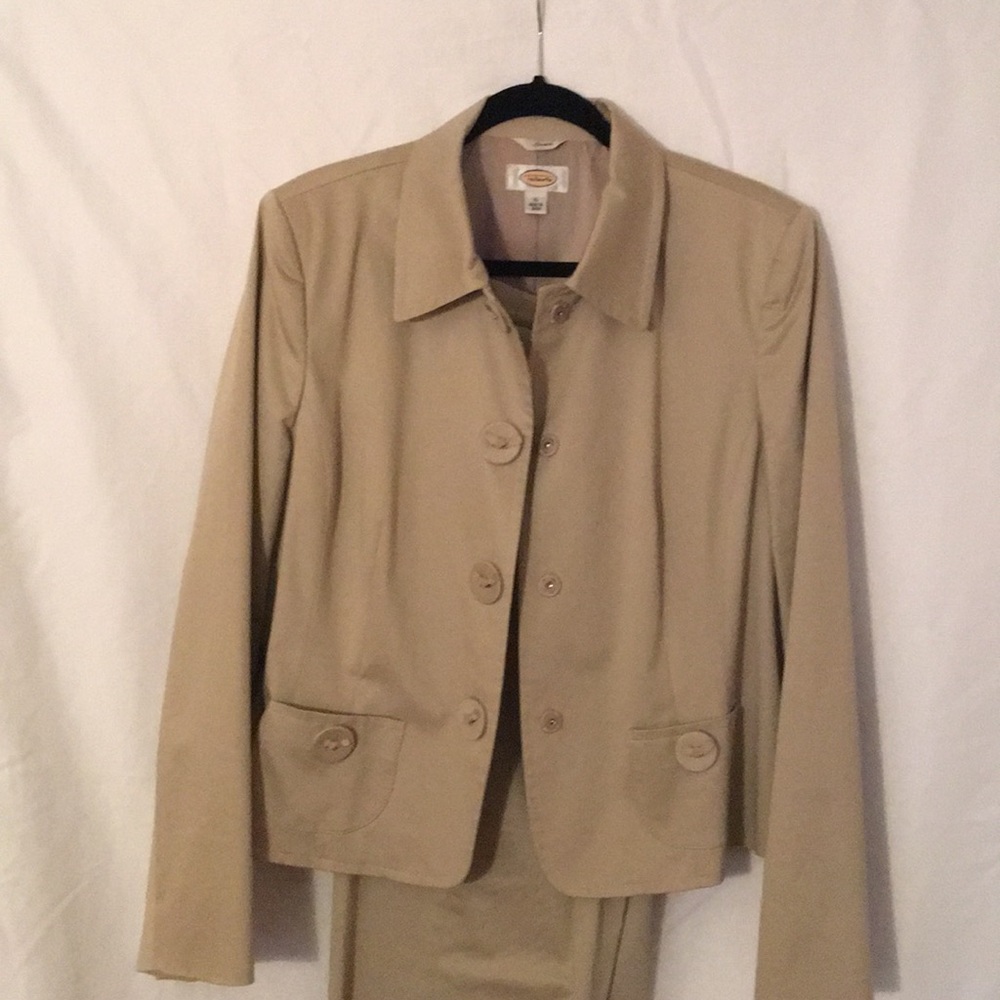 Talbots Pant Suit khaki Size 16 Stretch